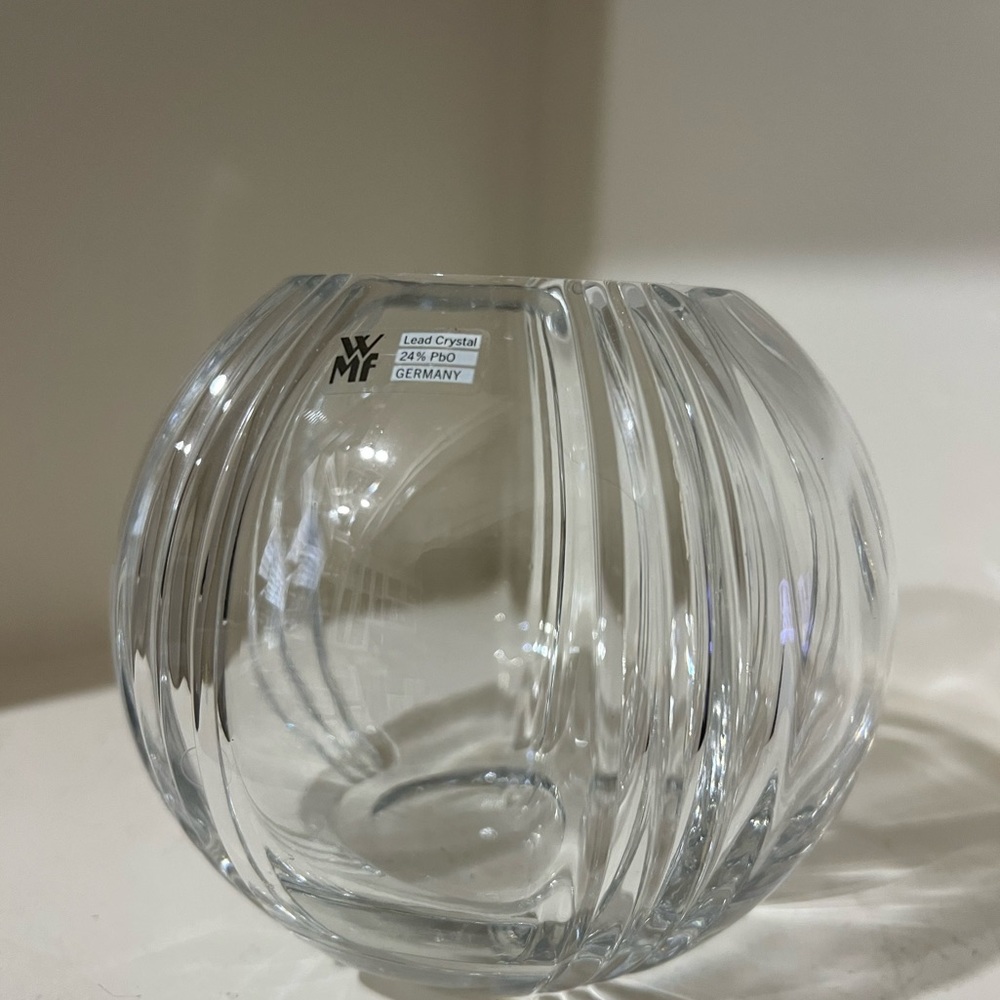 Crystal Rose bowl. Beautiful and in perfect condition.5”tall 2.75” top opening